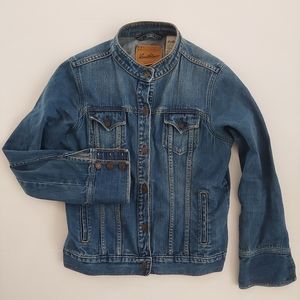 Levi's Vtg Banded Denim Trucker Jacket L junior 11-13 Button Cuff Form Fitting
